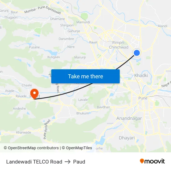 लांडेवाडी टेल्को रोड to पौड map