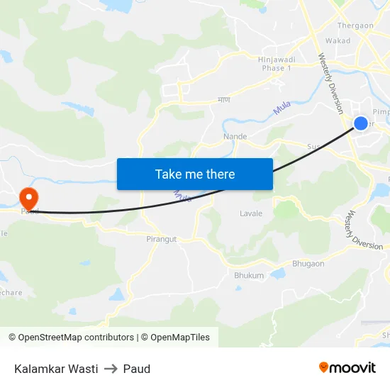 कलामकर वस्ती to पौड map