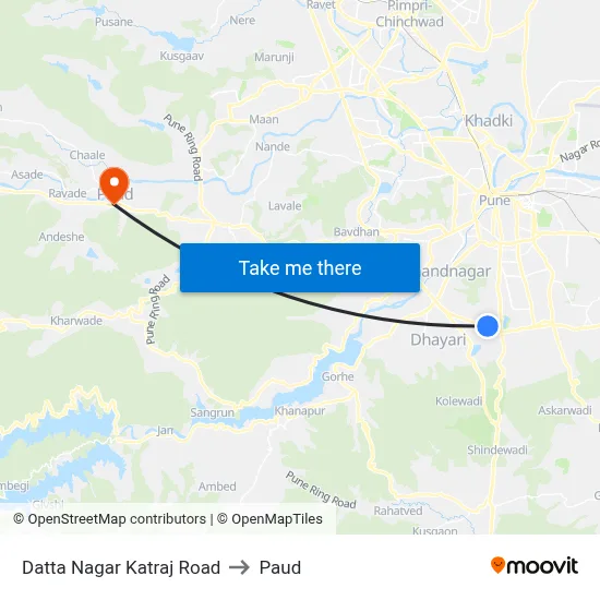 दत्त नगर कात्रज रोड to पौड map