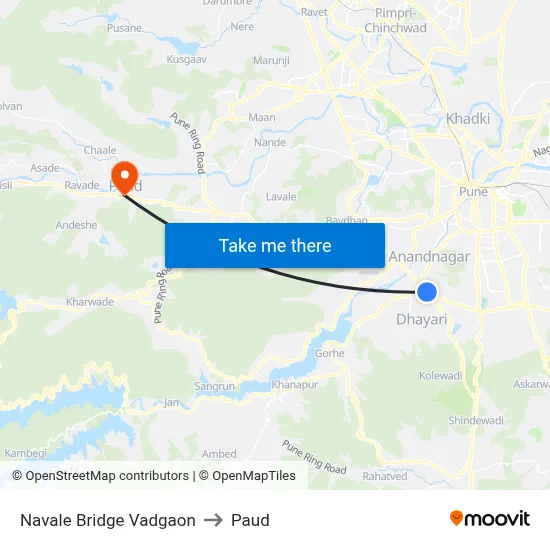 नवले ब्रिज वडगांव to पौड map