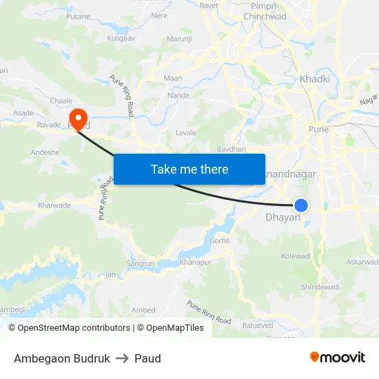 अंबेगाव बुद्रुक to पौड map