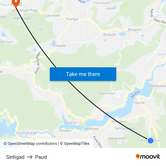 सिंहगड to पौड map