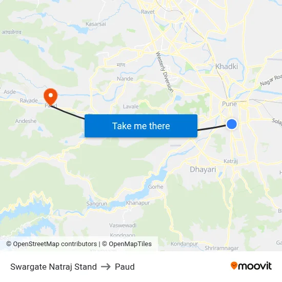 स्वारगेट नटराज स्टैंड to पौड map