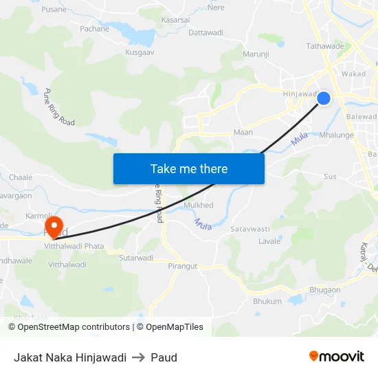 जकात नाका हिंजवाडी to पौड map