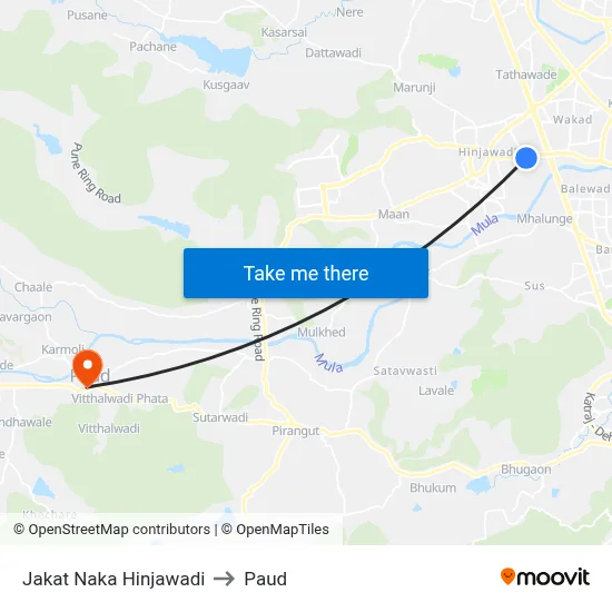 जकात नाका हिंजवाडी to पौड map