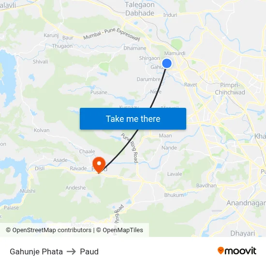 गहुंजे फाटा to पौड map