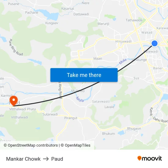 मानकर चौक to पौड map