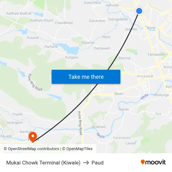 मुकाई चौक टर्मिनल (किवले) to पौड map