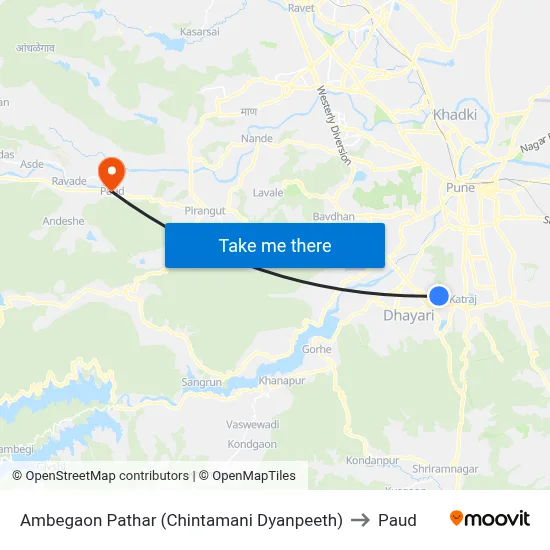 Ambegaon Pathar to पौड map