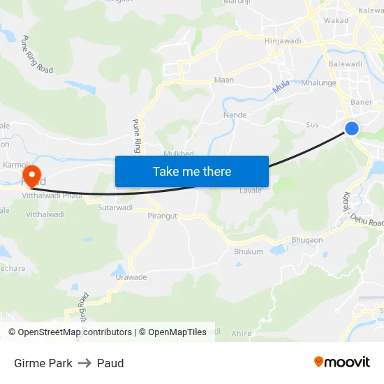 गिरमे पार्क to पौड map