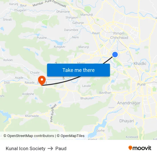 कुणाल आइकॉन सोसायटी to पौड map