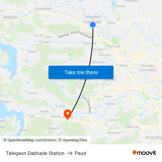तळेगांव दाभाडे स्टेशन to पौड map