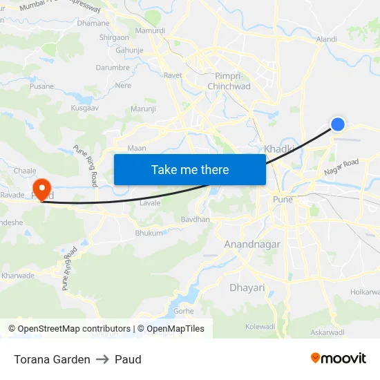 तोरणा गार्डन to पौड map