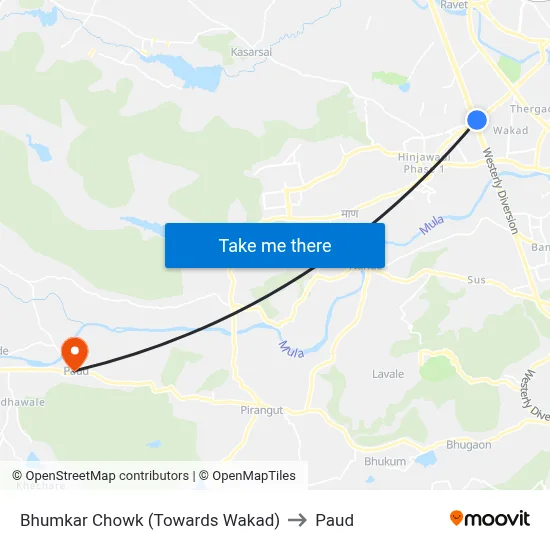 भूमकर चौक (वाकड की ओर) to पौड map