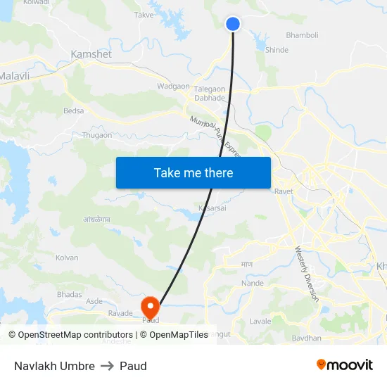 नवलाख उंबरे to पौड map