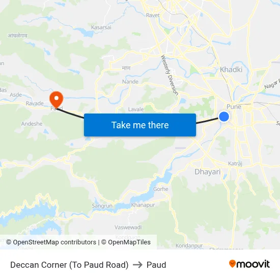 डेक्कन कॉर्नर (टू पौड रोड) to पौड map