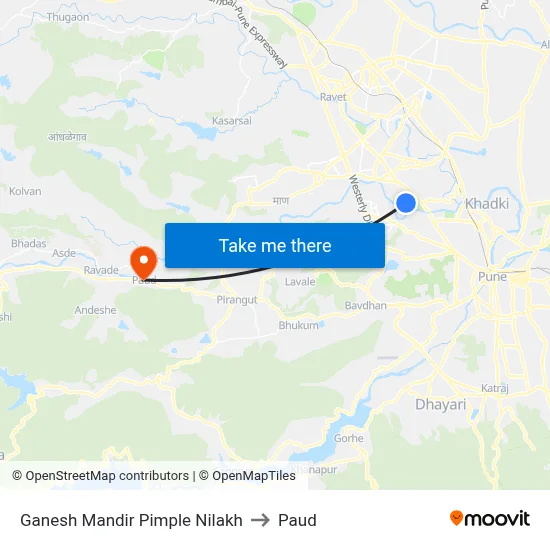 गणेश मंदिर पिंपले निलख to पौड map