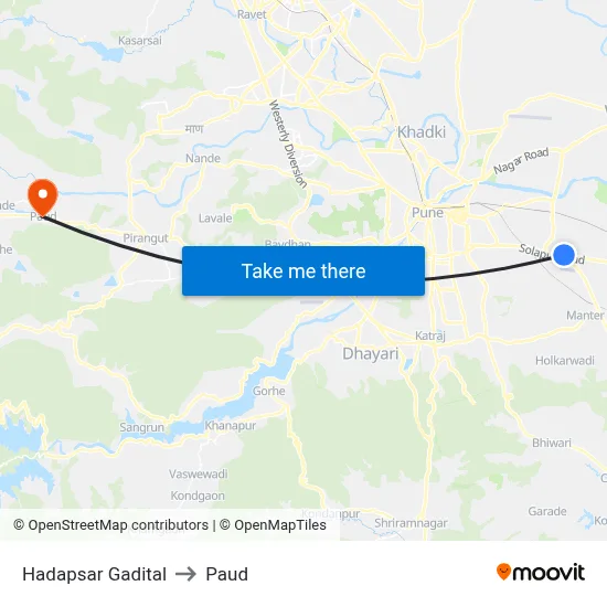 हडपसर गडीटाल to पौड map