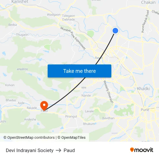 देवी इंद्रायणी सोसायटी to पौड map