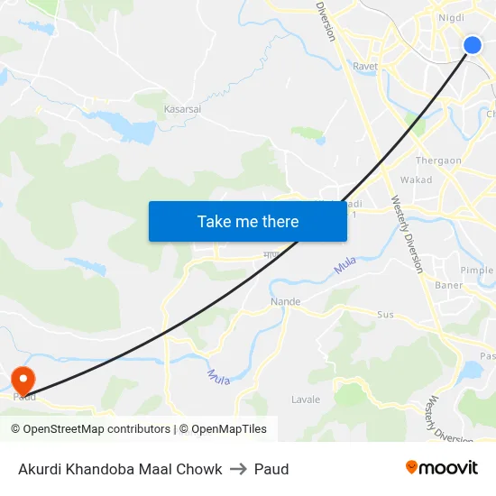 आकुर्डी खंडोबा माळ चौक to पौड map