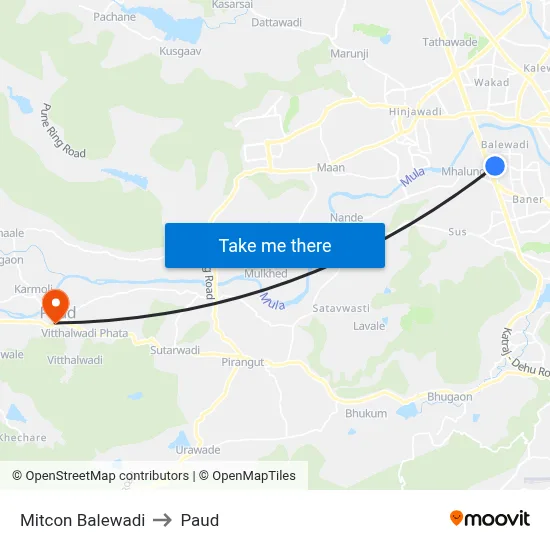 मिटकॉन बालेवाड़ी to पौड map