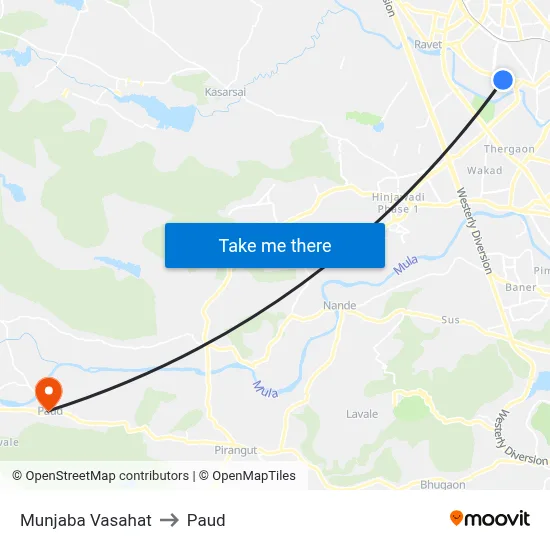 मुंजाबा वसाहत to पौड map