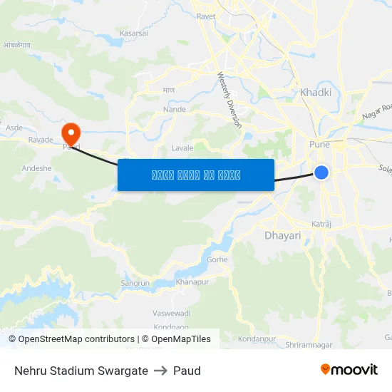नेहरू स्टेडियम स्वारगेट to पौड map