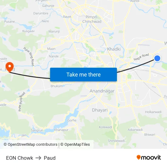 ईओएन चौक to पौड map