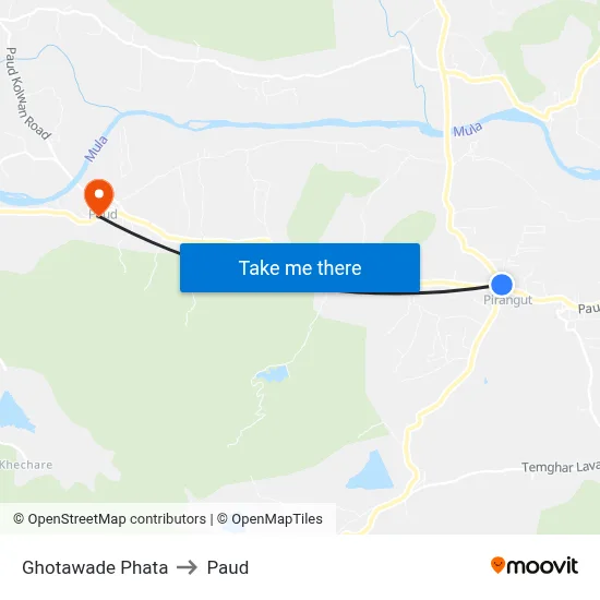 घोटावडे फाटा to पौड map