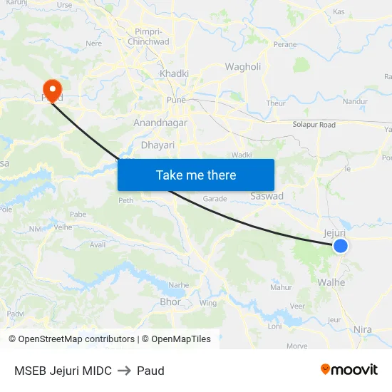 एमएसईबी जेजुरी एमआईडीसी to पौड map
