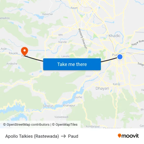 अपोलो टॉकीज (रस्तेवाडा) to पौड map