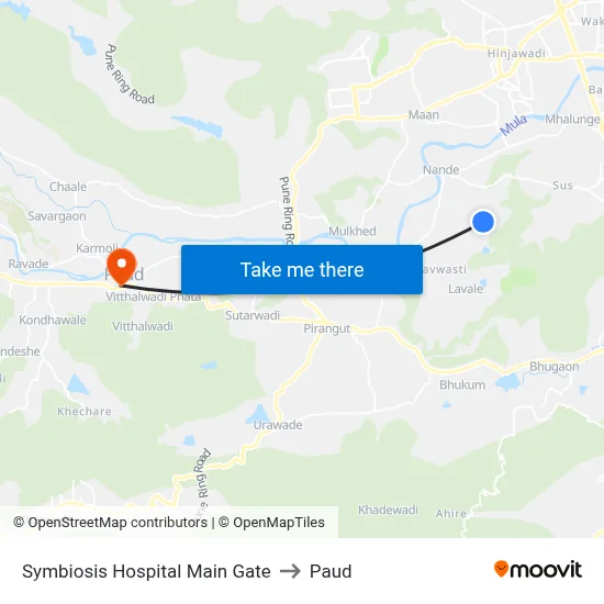 सिम्बायोसिस हॉस्पिटल मुख्य गेट to पौड map