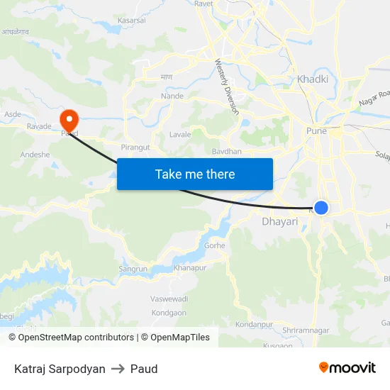 कात्रज सर्पोद्यान to पौड map