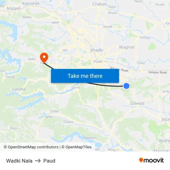 वाडकी नाला to पौड map