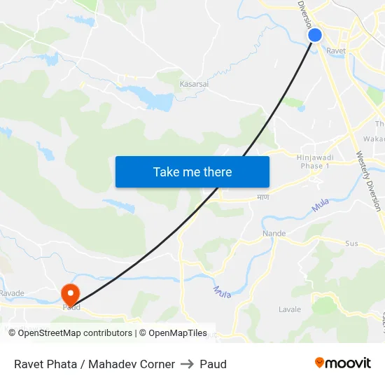 रावेत फाटा / महादेव कॉर्नर to पौड map