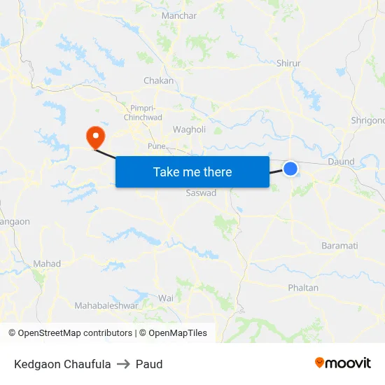 केडगाव चौफुला to पौड map
