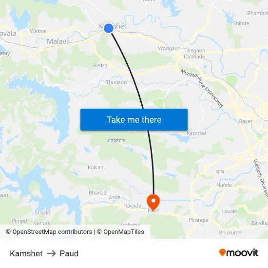 कामशेठ to पौड map