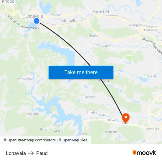 लोणावला to पौड map
