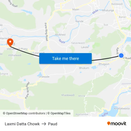 लक्ष्मी दत्त चौक to पौड map