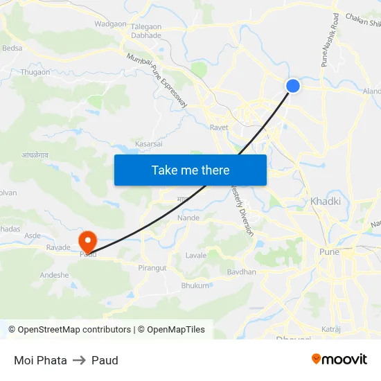 मोई फाटा to पौड map