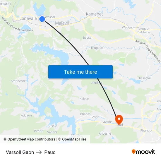 वरसोली गांव to पौड map
