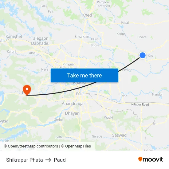 शिक्रापुर फाटा to पौड map