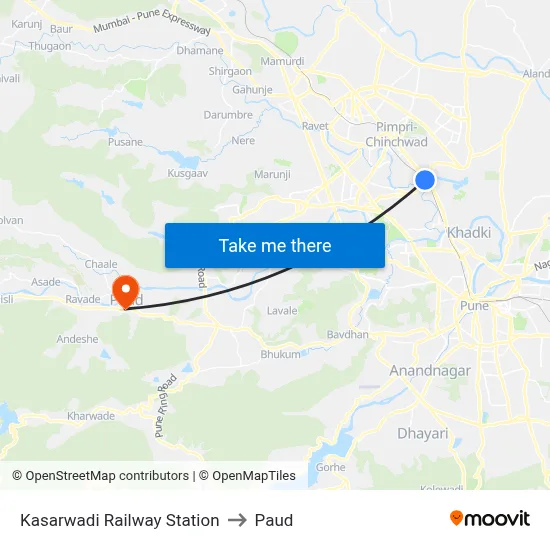 कासारवाडी रेलवे स्टेशन to पौड map