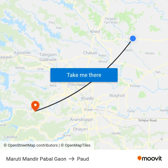 मारुति मंदिर पबल गाँव to पौड map