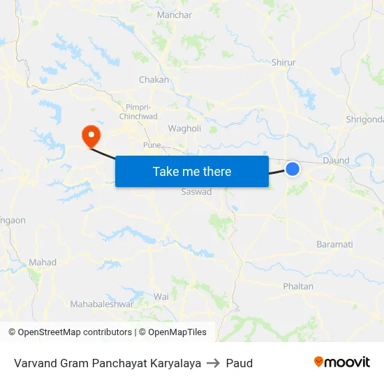 वरवंड ग्राम पंचायत कार्यालय to पौड map