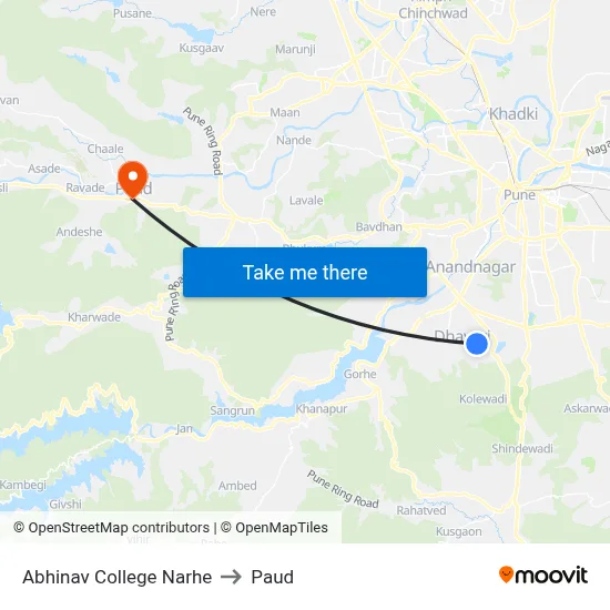 अभिनव कॉलेज नारहे to पौड map