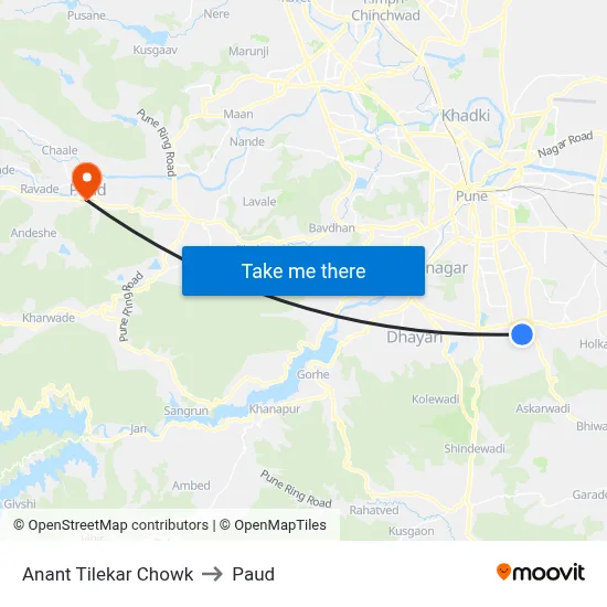 अनंत टिळेकर चौक to पौड map