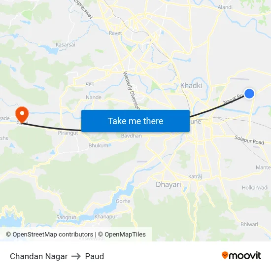 चंदन नगर to पौड map