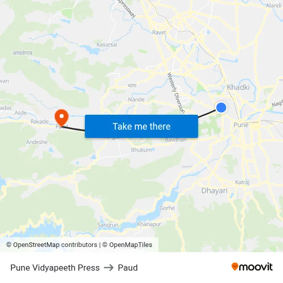 Pune Vidyapeeth Press to पौड map