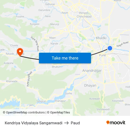 Kendriya Vidyalaya Sangamwadi to पौड map